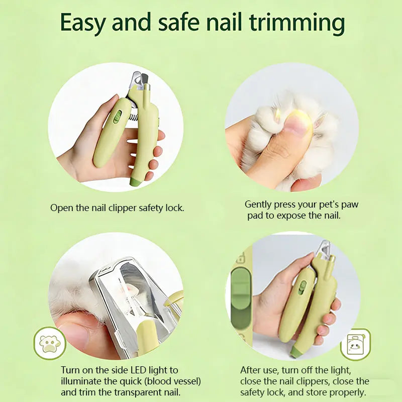 Dog Cat Nail Trimmer with LED Light & UV Lamp