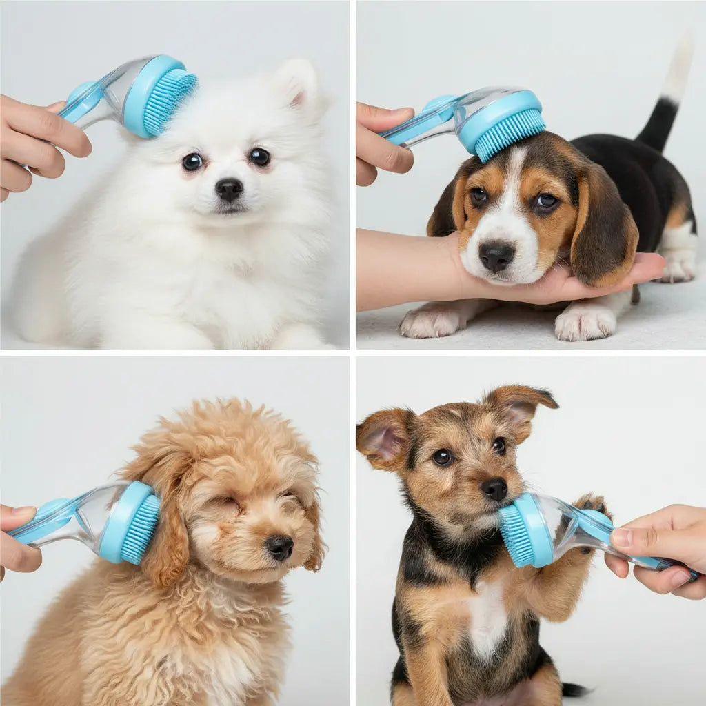 2026 Enhanced 2-in-1 Pet Bath Brush with Integrated Soap Dispenser, Soft Silicone Grooming and Shedding Comb for Dogs and Cats, Gentle Massage Scrubber for Effortless Bathing and Improved Coat Cleanliness