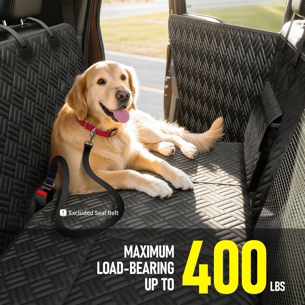 Premium Waterproof Dog Car Seat Cover with Reinforced Base, Supports Up to 400 lbs | Innovative Hammock Style Back Seat Extender for Cars, SUVs, and Full-Size Trucks (Available in Small and Large Sizes)