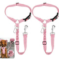 2-Pack Pet Dog & Cat Seat Belts for Cars, Adjustable Safety Leash/Harness Compatible with Vehicle Headrests