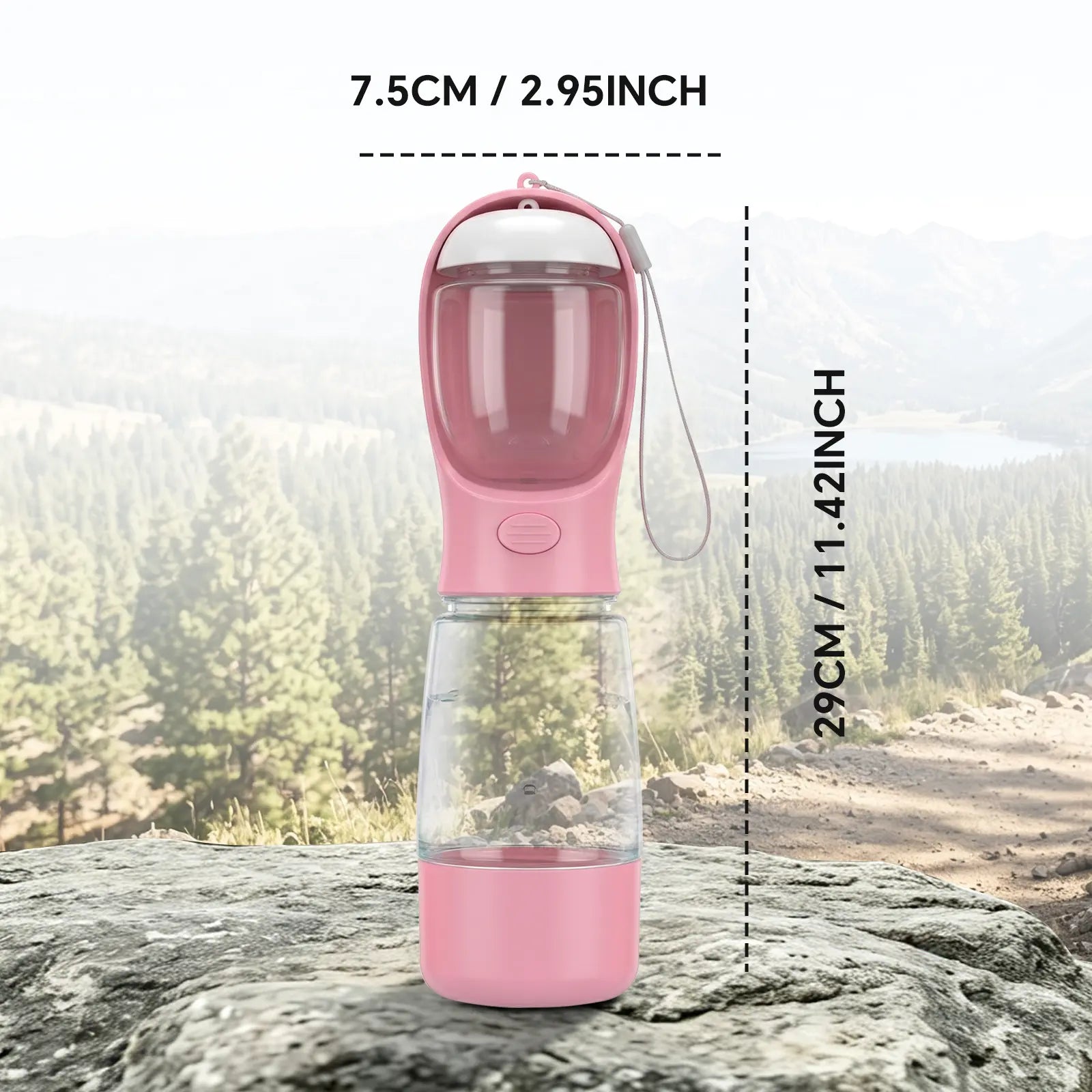 Portable 3-In-1 Dog Water Bottle, with 2 Rolls Waste Bags (30 Pcs Total), Food Container & Built-In Poop Bag Dispenser 