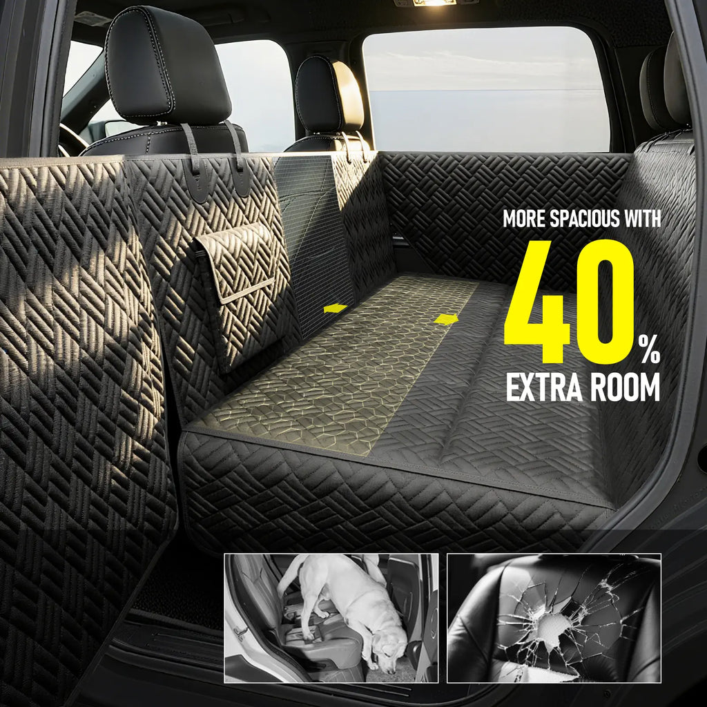 Premium Waterproof Dog Car Seat Cover with Reinforced Base, Supports Up to 400 lbs | Innovative Hammock Style Back Seat Extender for Cars, SUVs, and Full-Size Trucks (Available in Small and Large Sizes)